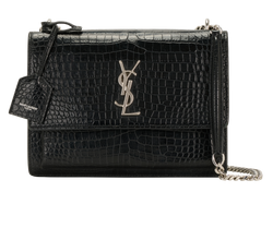 Medium Sunset, Croc Embossed Leather, Black, 442906, CL, 2*